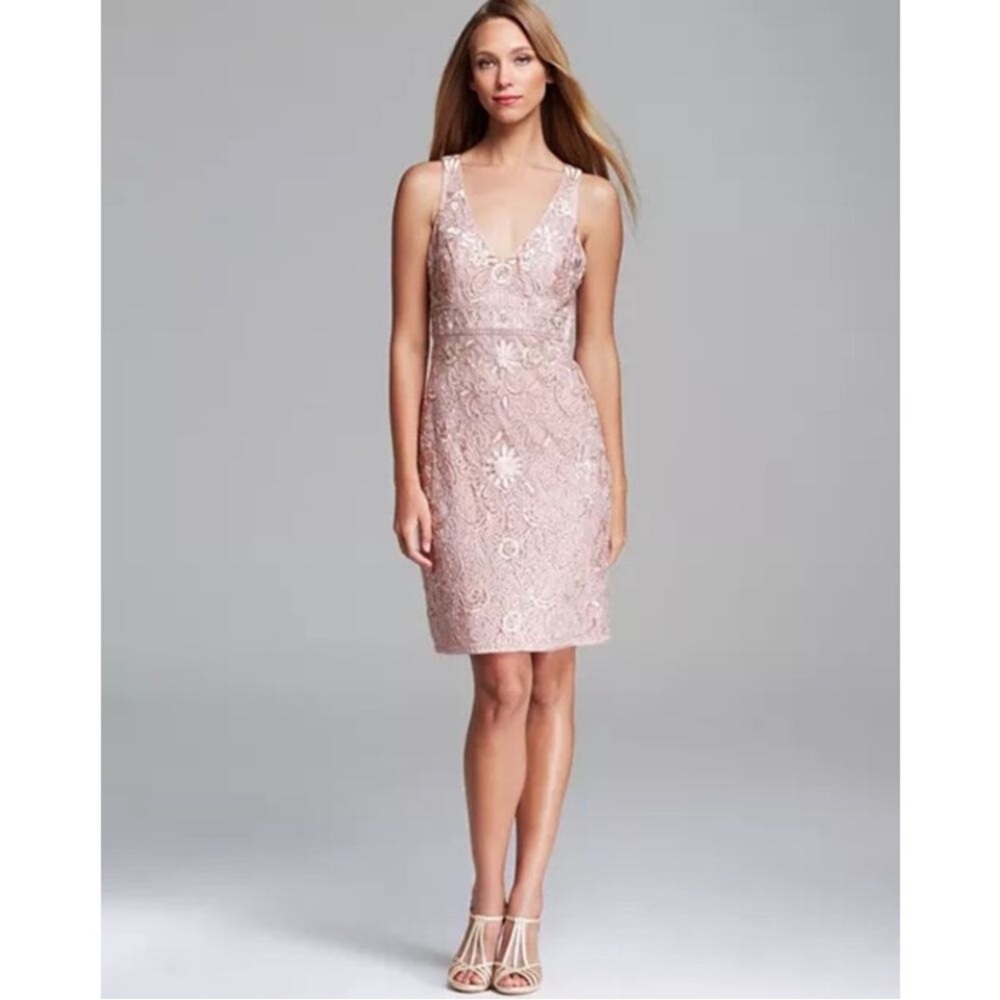 Sue Wong Sequin Lace & Beaded Dress in Vanilla Sz. 4 NWT